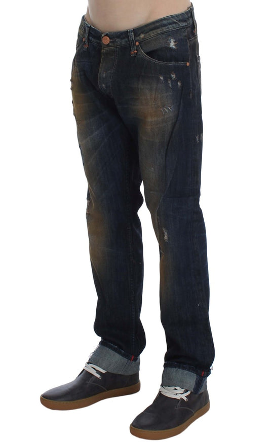 Acht Blue Wash Cotton Regular Straight Fit Jeans