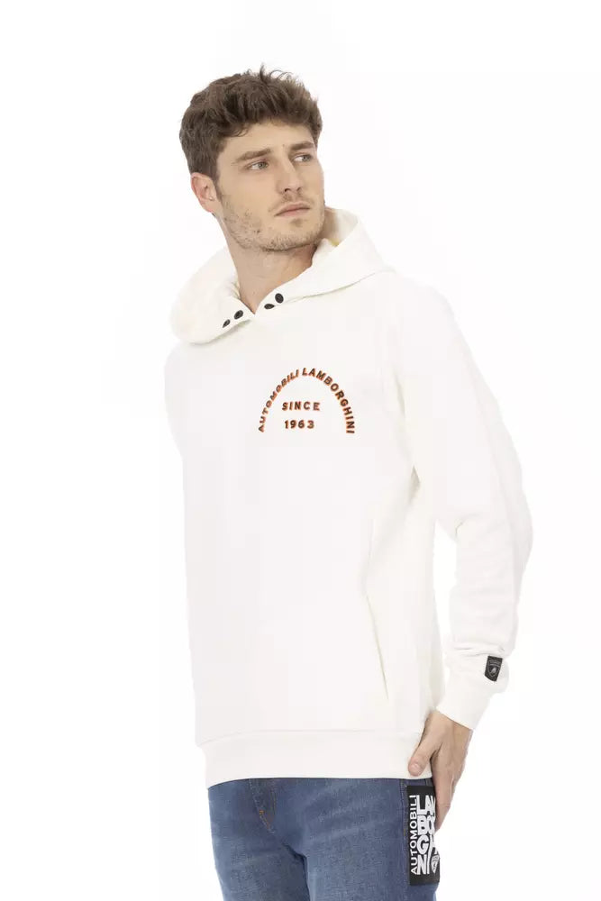 Automobili Lamborghini White Cotton Men's Sweater with Pockets