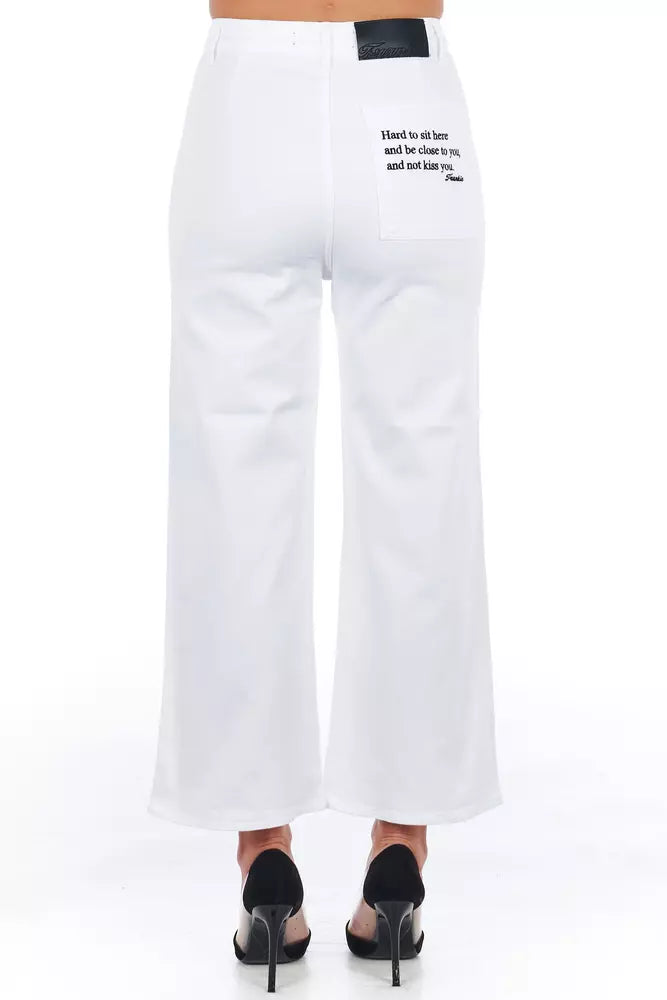 Frankie Morello White Cotton Pant