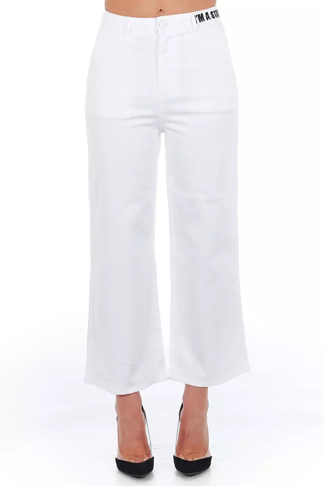 Frankie Morello White Cotton Pant