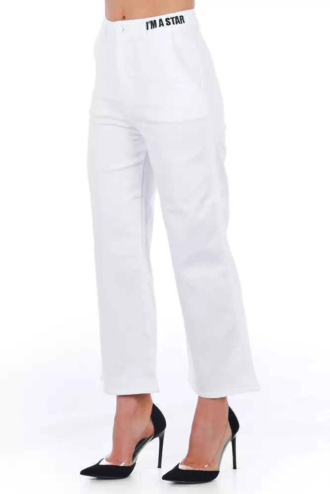 Frankie Morello White Cotton Pant