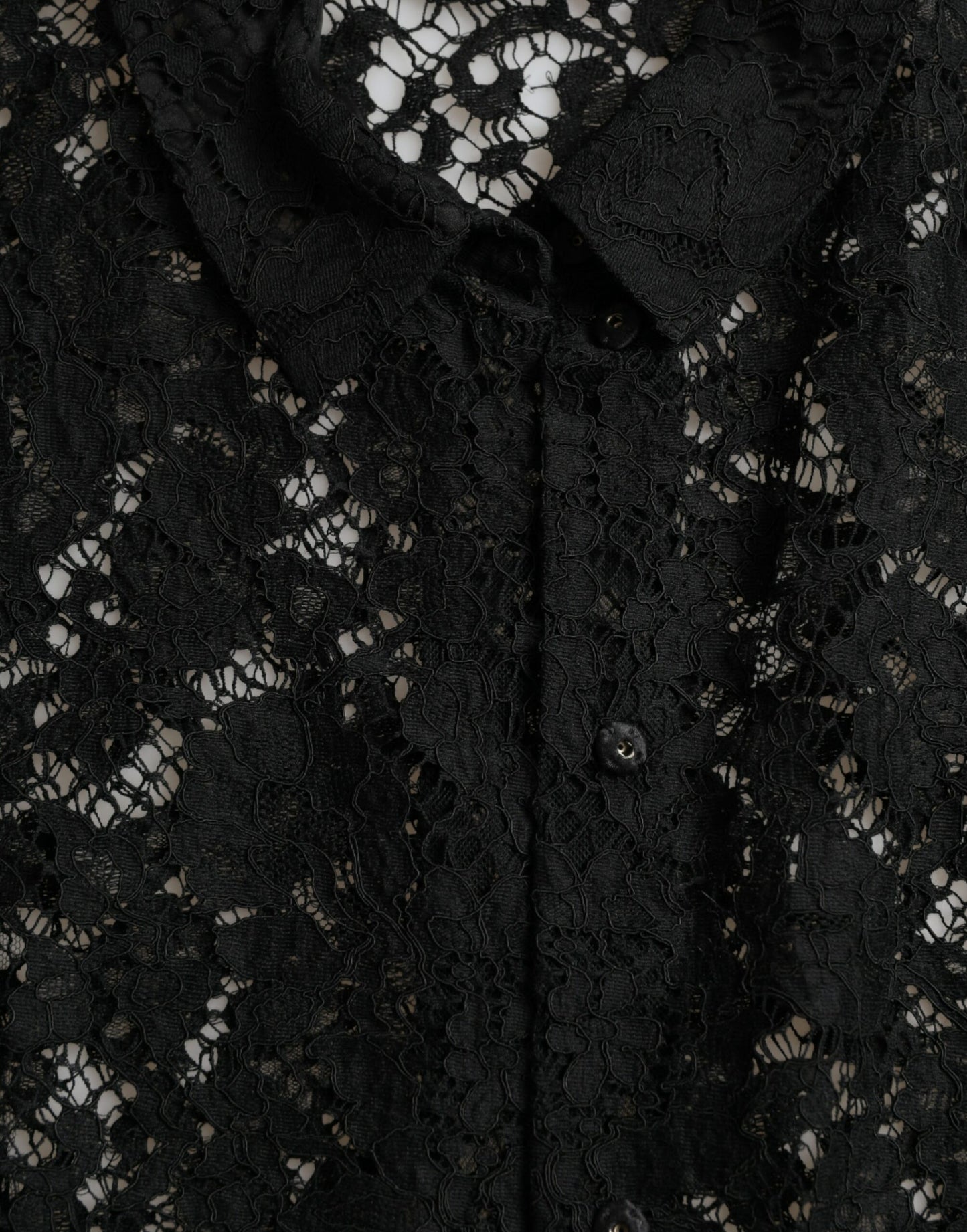 Dolce & Gabbana Black Floral Lace Long Sleeves Blouse Top