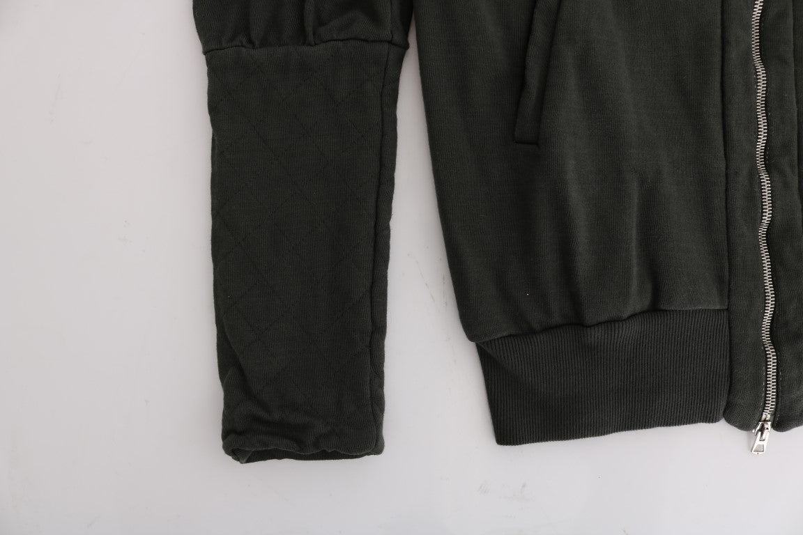 Exte Gray Top Hooded Cotton Zipper Sweater