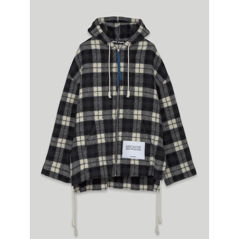 Palm Angels Black Cashmere Men Sweater with Hood