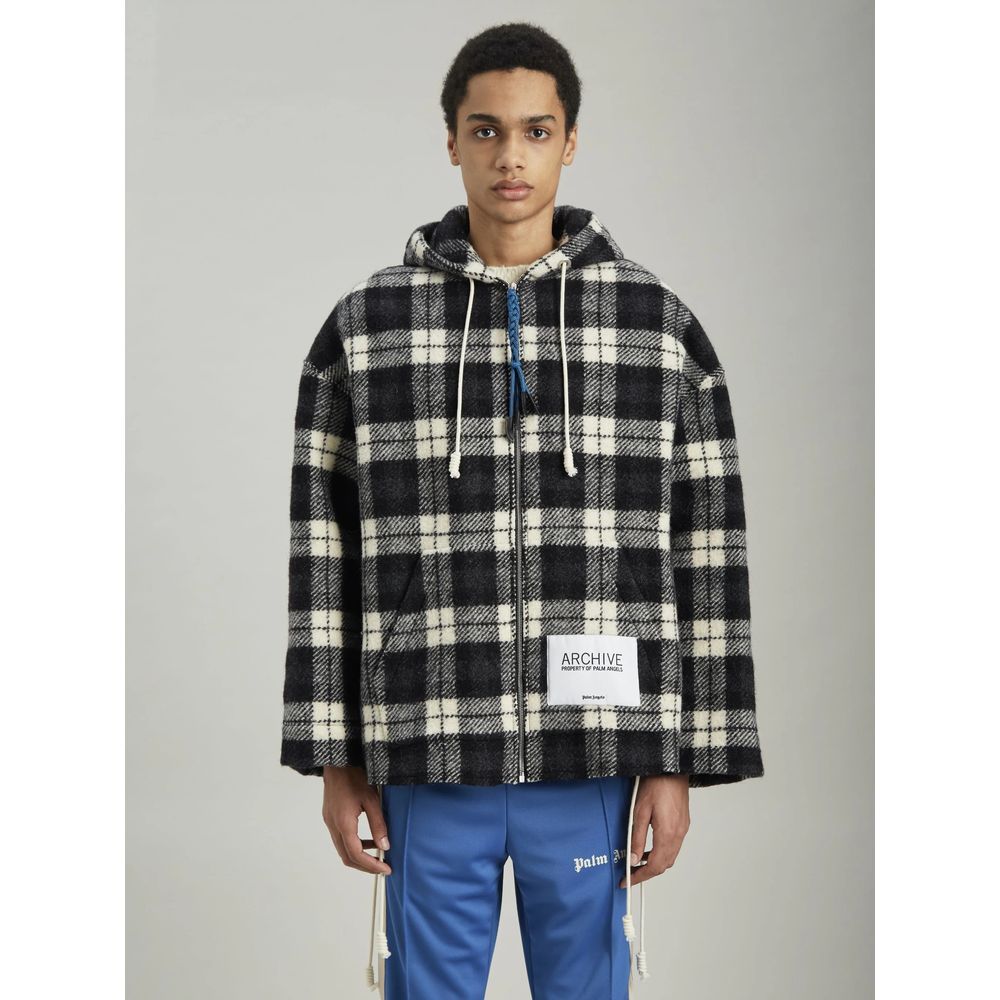 Palm Angels Black Cashmere Men Sweater with Hood