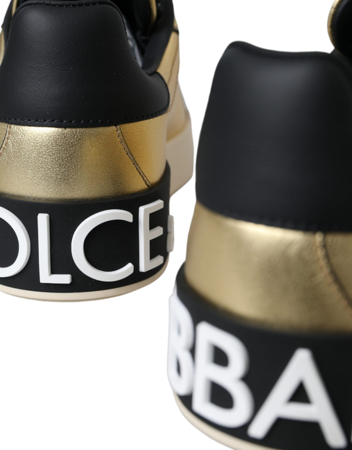 Dolce & Gabbana Goldene Portofino Kalbsleder Sneaker Damenschuhe