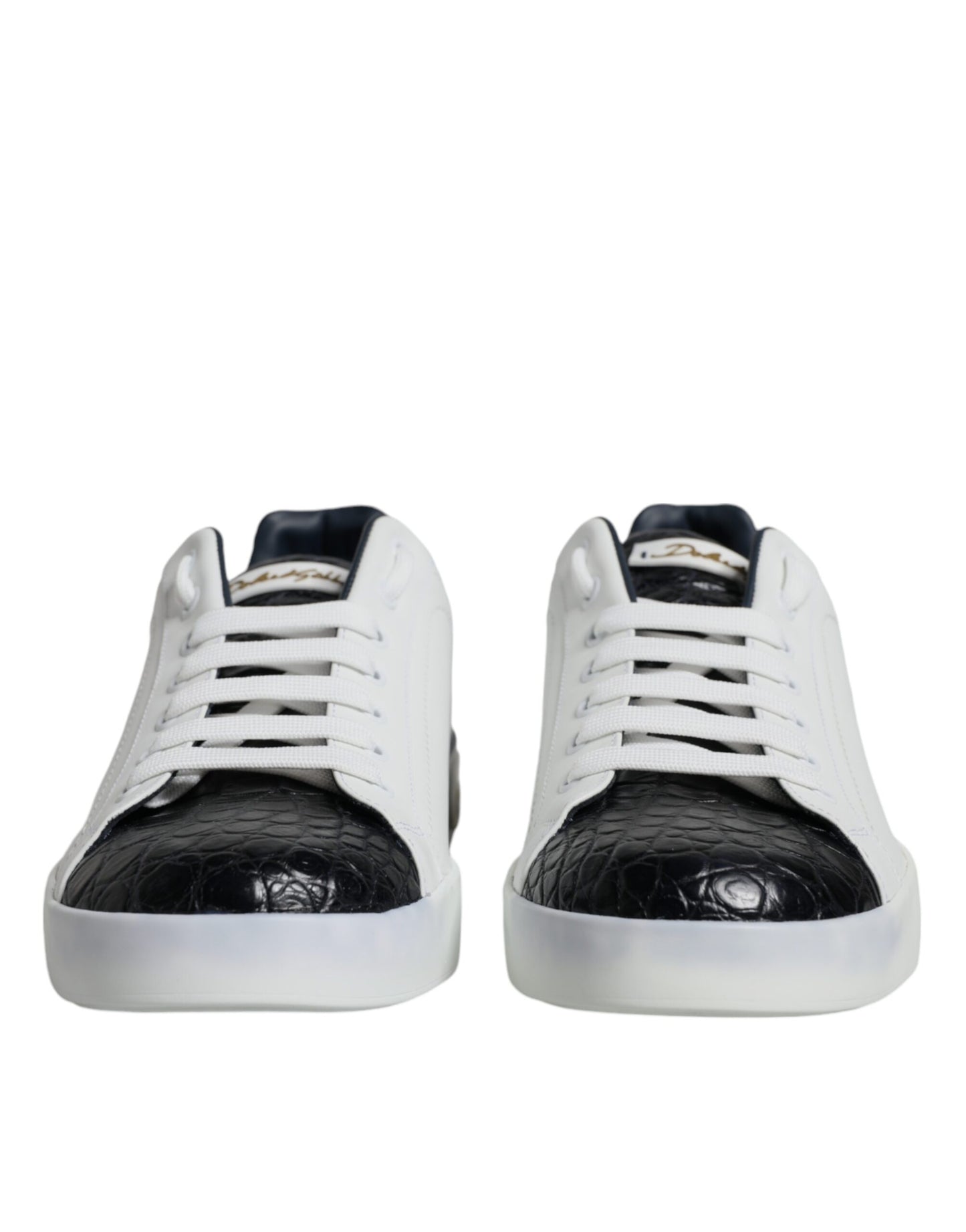 Dolce & Gabbana Weiße Leder Logo Portofino Sneaker Schuhe