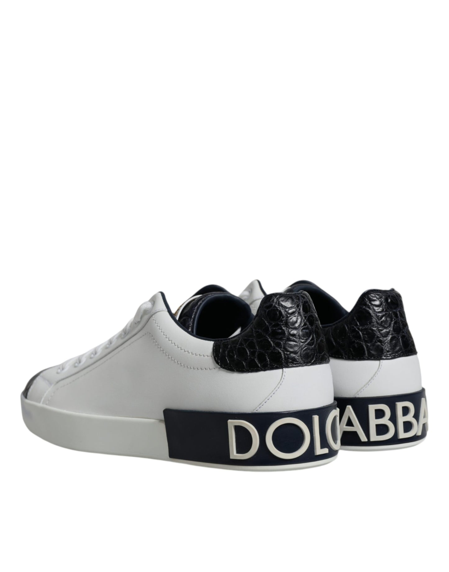 Dolce & Gabbana Weiße Leder Logo Portofino Sneaker Schuhe