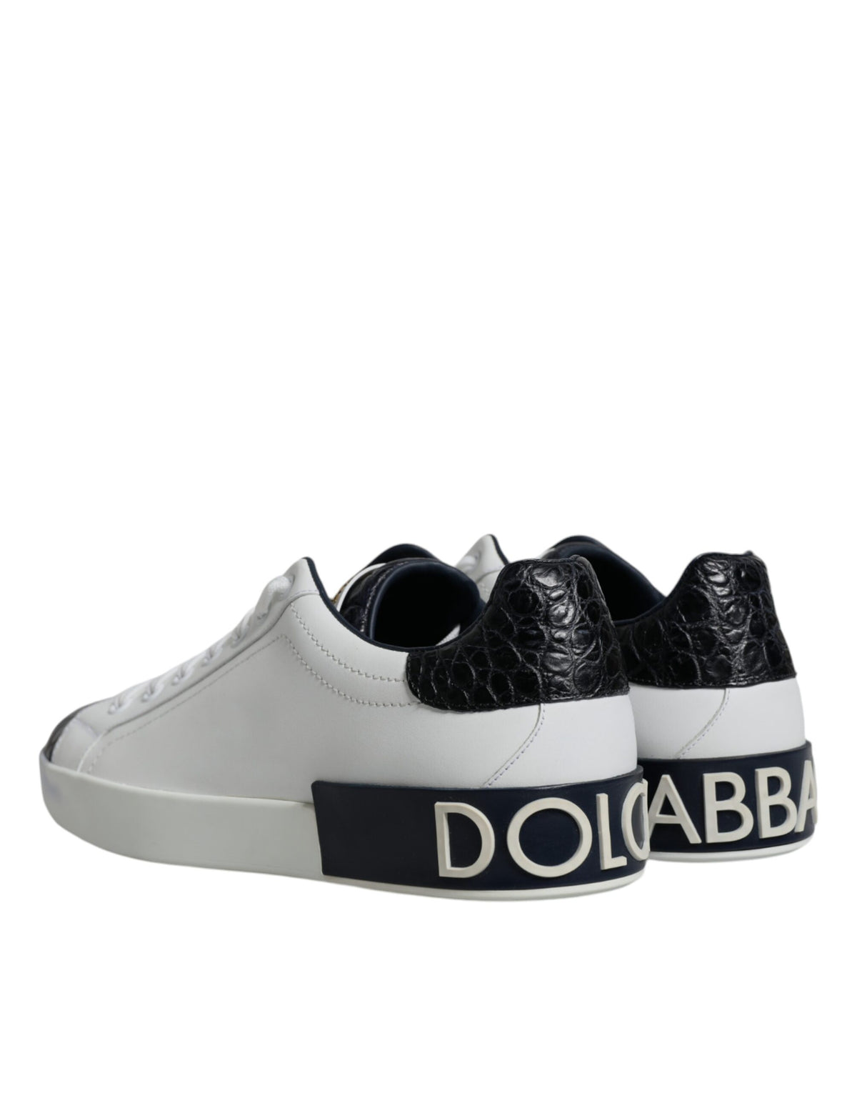 Dolce & Gabbana bele usnjene superge Portofino z logotipom