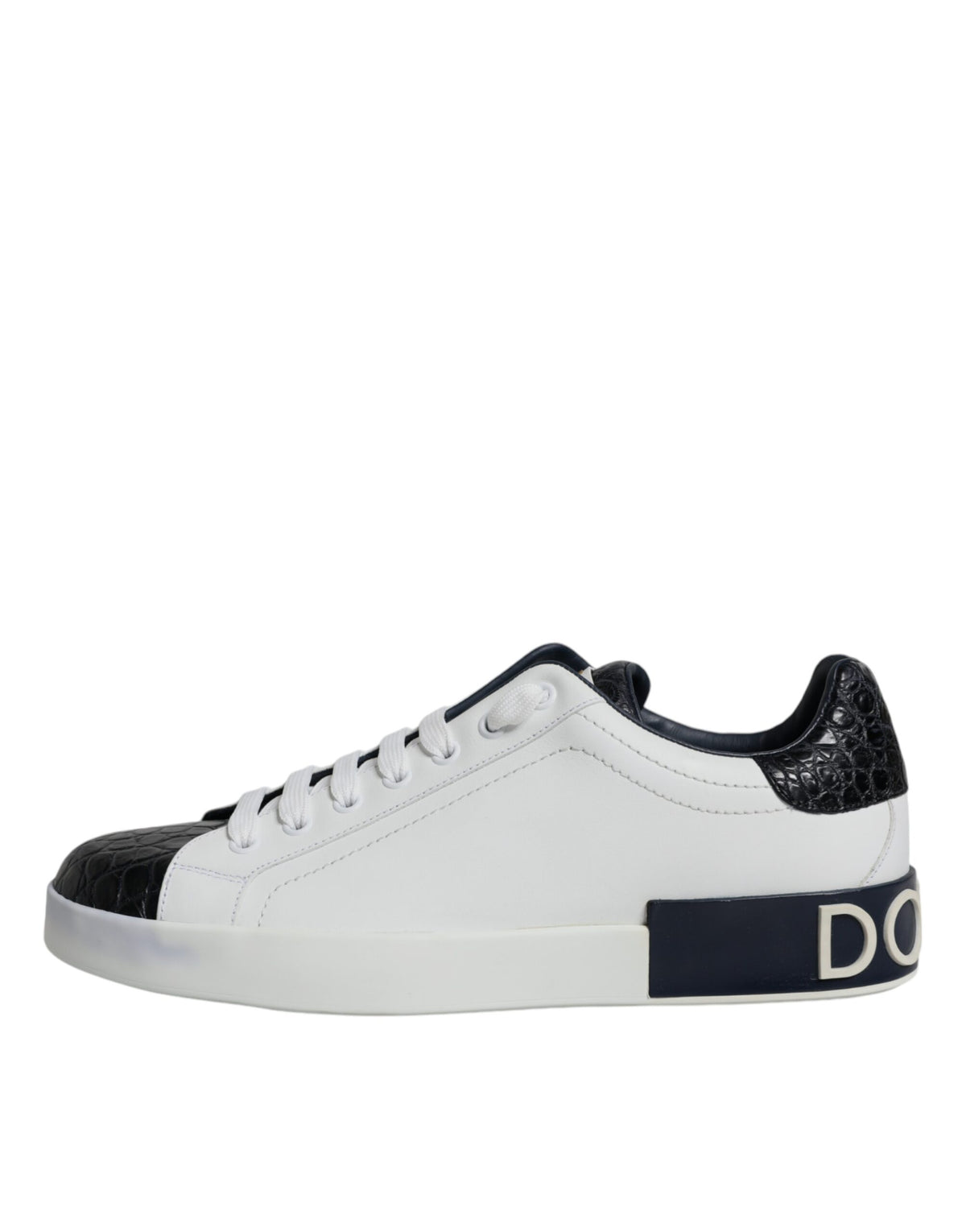 Dolce & Gabbana bele usnjene superge Portofino z logotipom