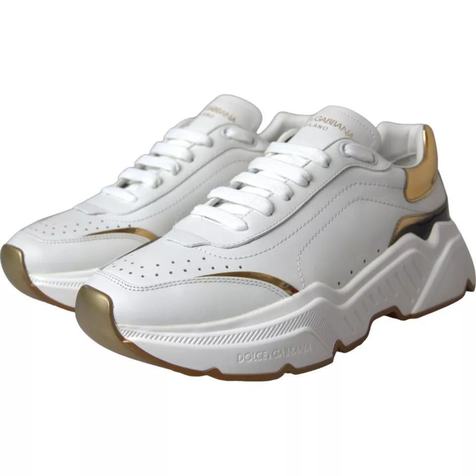 Dolce & Gabbana DAYMASTER Leder-Sneaker aus Weißgold für Herren