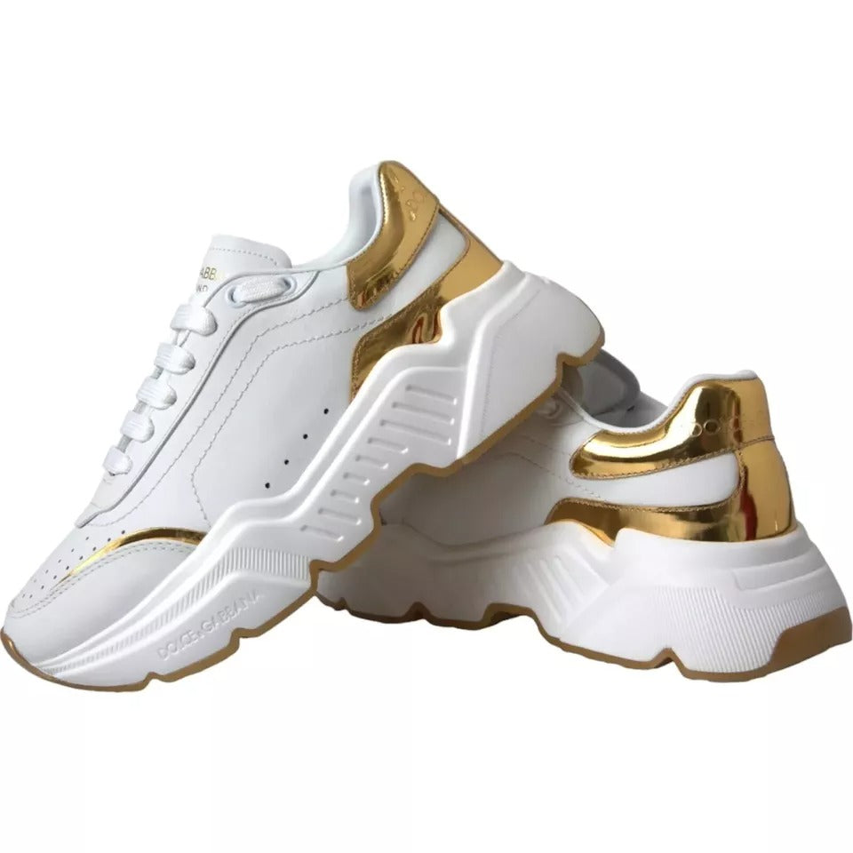Dolce & Gabbana DAYMASTER Leder-Sneaker aus Weißgold für Herren