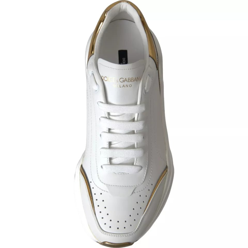 Dolce & Gabbana DAYMASTER Leder-Sneaker aus Weißgold für Herren