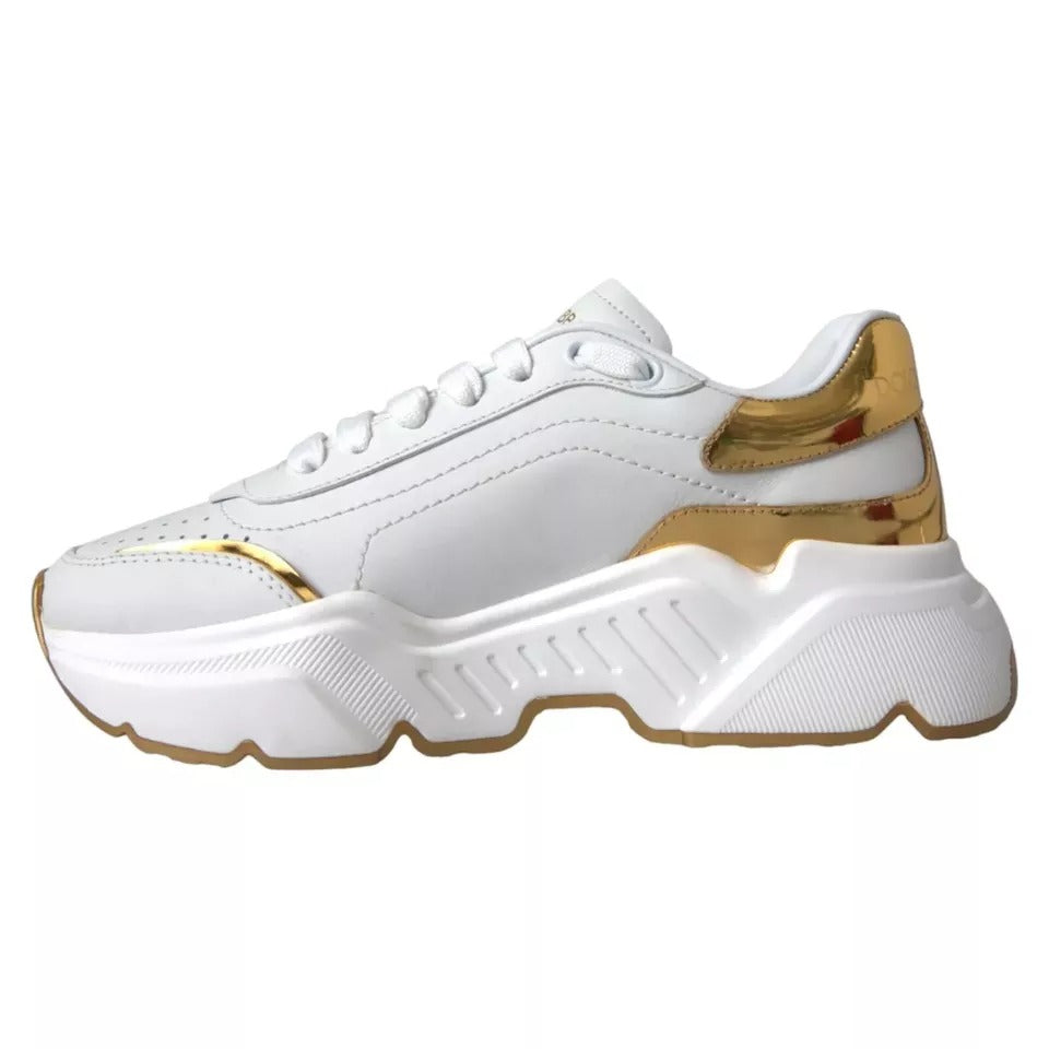 Dolce & Gabbana DAYMASTER Leder-Sneaker aus Weißgold für Herren