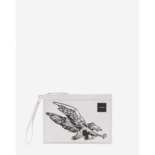 Lanvin White Leather Men's Wallet Pouch