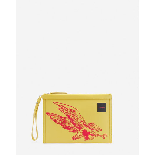 Lanvin Yellow Leather Men's Wallet Pouch