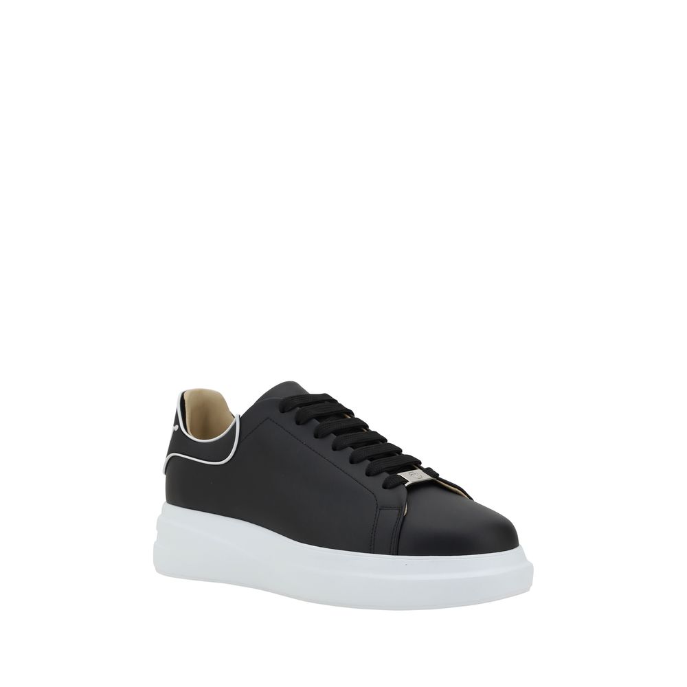 Nizki gležnarji Philipp Plein Black Calf Leather Bos Taurus