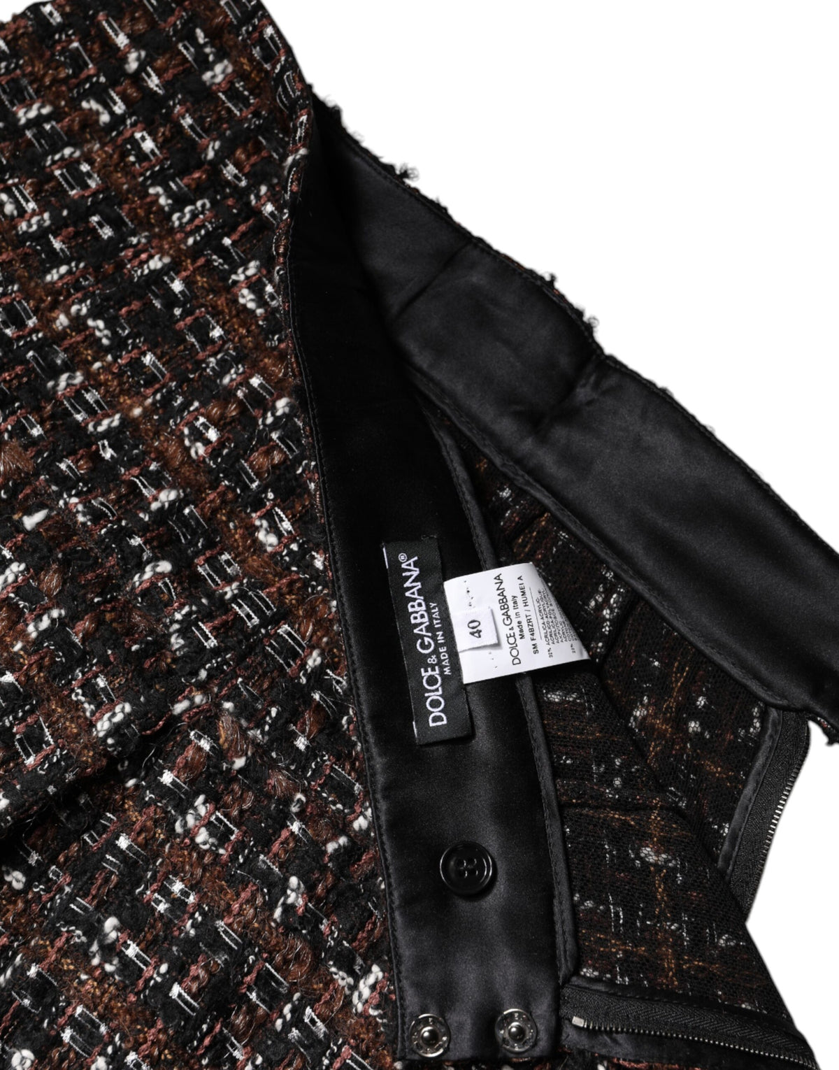 Dolce & Gabbana Mehrfarbiger karierter Tweed-Minirock mit hoher Taille