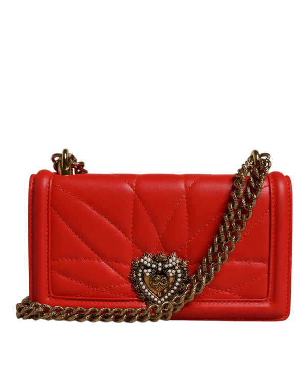 Dolce & Gabbana Red Quilted Devotion Crossbody Chain Phone Cover Handbag
