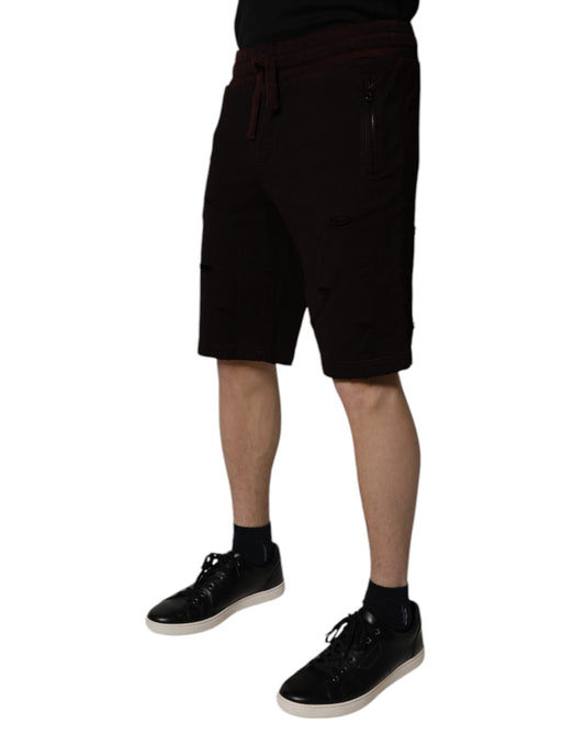Dolce & Gabbana Maroon Cotton Sweatshorts Men Bermuda Shorts
