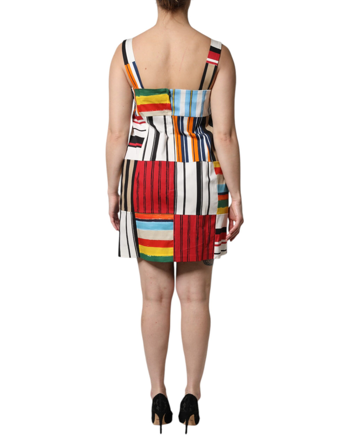 Dolce & Gabbana Ärmelloses Kleid aus gestreifter Baumwolle in mehreren Farben
