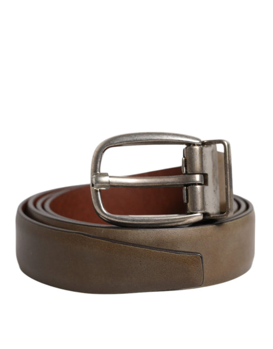Dolce & Gabbana Brauner Ledergürtel mit klassischer Metallschnalle mit Logo