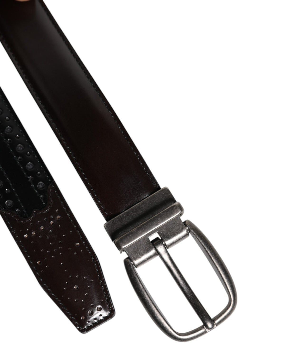 Dolce & Gabbana Schwarzer brauner Ledergürtel mit klassischer Metallschnalle