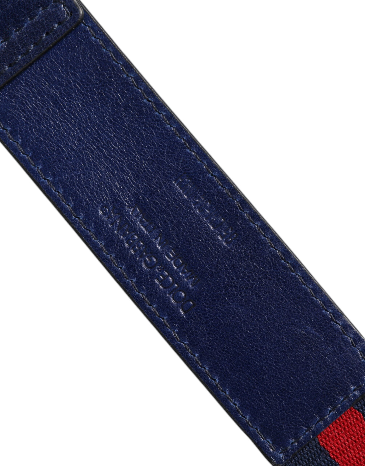 Dolce & Gabbana Blauer Baumwoll-Ledergürtel mit bedruckter Metallschnalle
