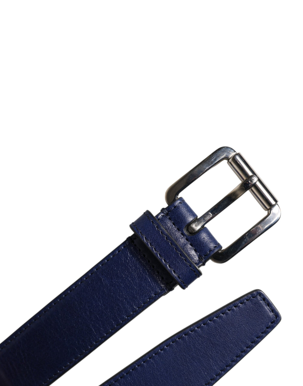 Dolce & Gabbana Blauer Baumwoll-Ledergürtel mit bedruckter Metallschnalle