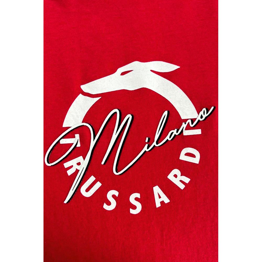 Trussardi Beachwear "Red Cotton Men T-Shirt"