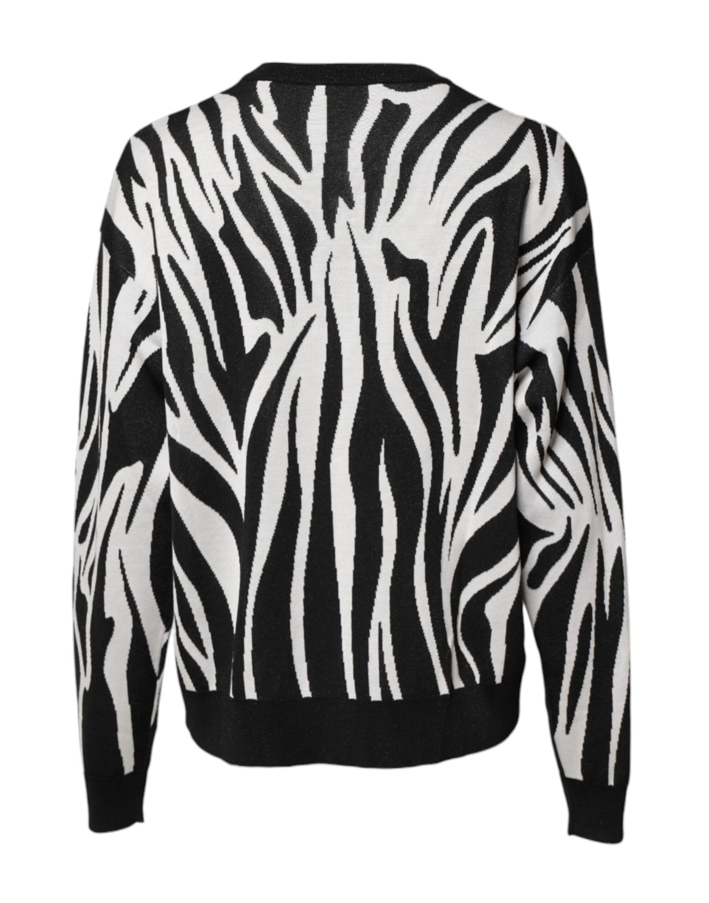 Dolce & Gabbana Black White Print Women Pullover Sweater