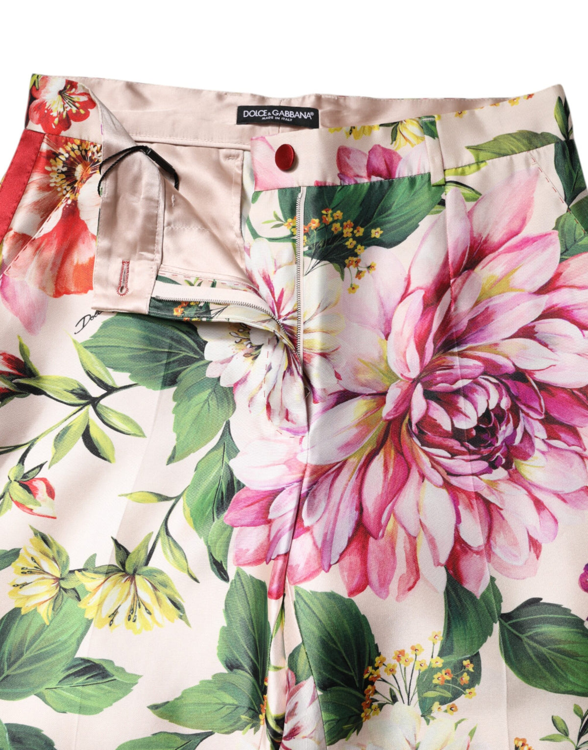 Dolce & Gabbana Mehrfarbige Blumenhose mit hoher Taille und geradem Schnitt