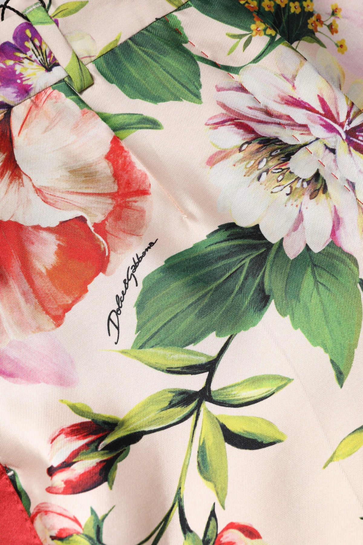 Dolce & Gabbana Mehrfarbige Blumenhose mit hoher Taille und geradem Schnitt