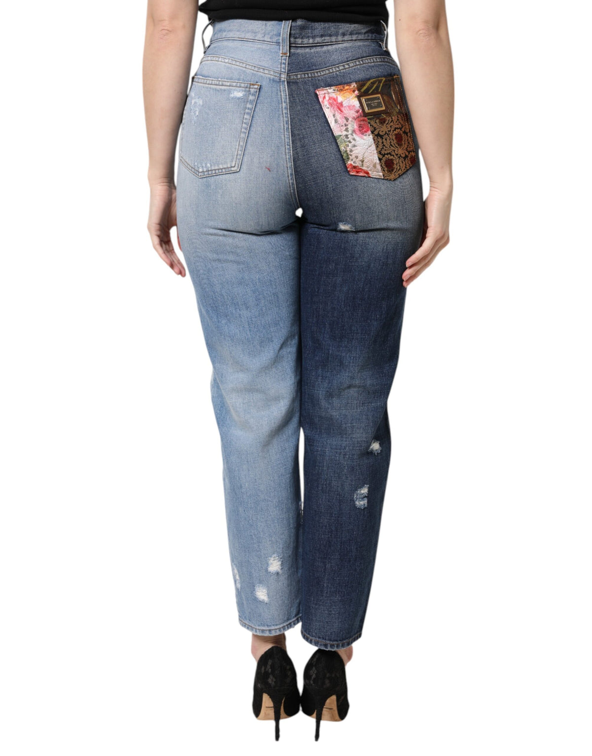 Dolce & Gabbana Multicolor Patchwork High Waist Jeans