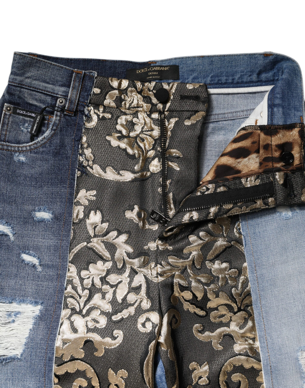 Dolce & Gabbana Multicolor Patchwork High Waist Jeans