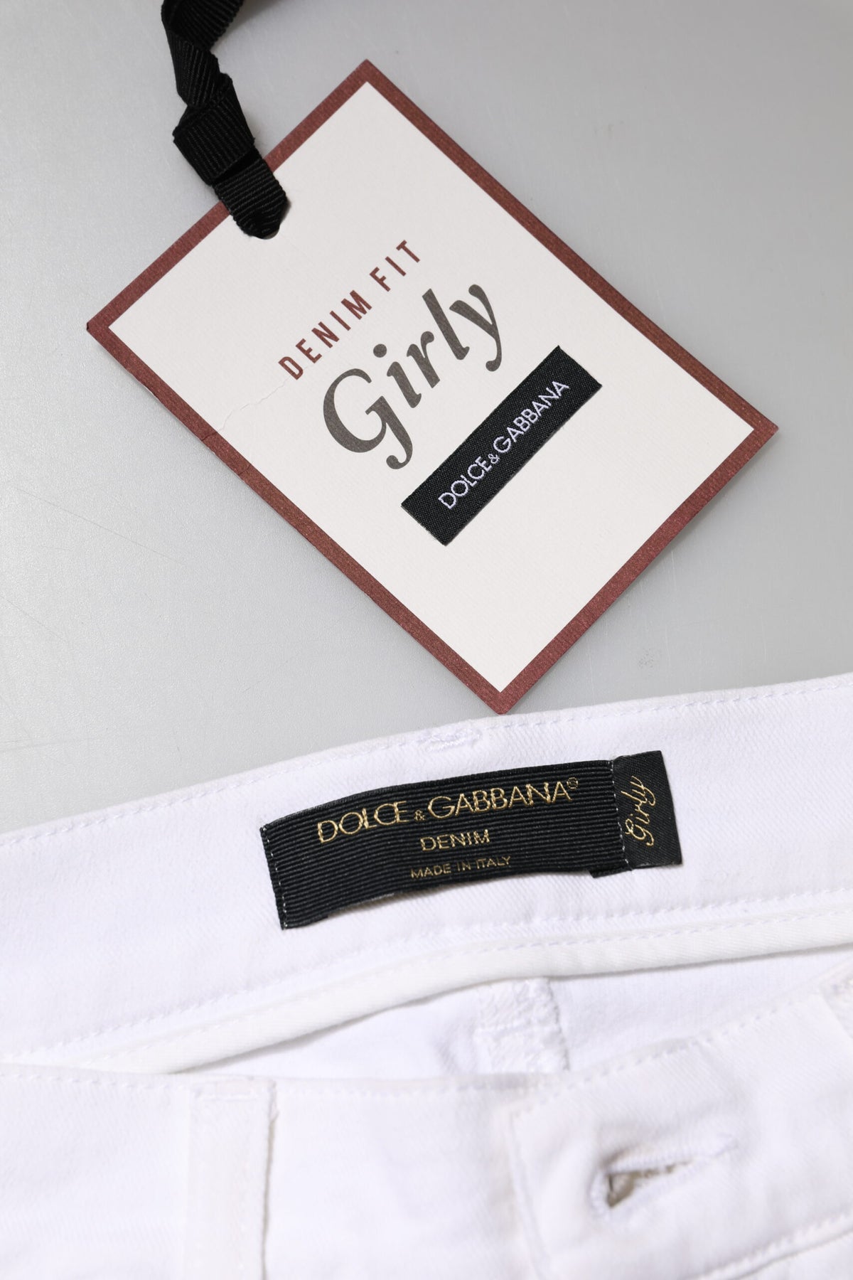Dolce & Gabbana Weiße Jeans aus Denim mit Blumenmuster und Pailletten im GIRLY-Stil