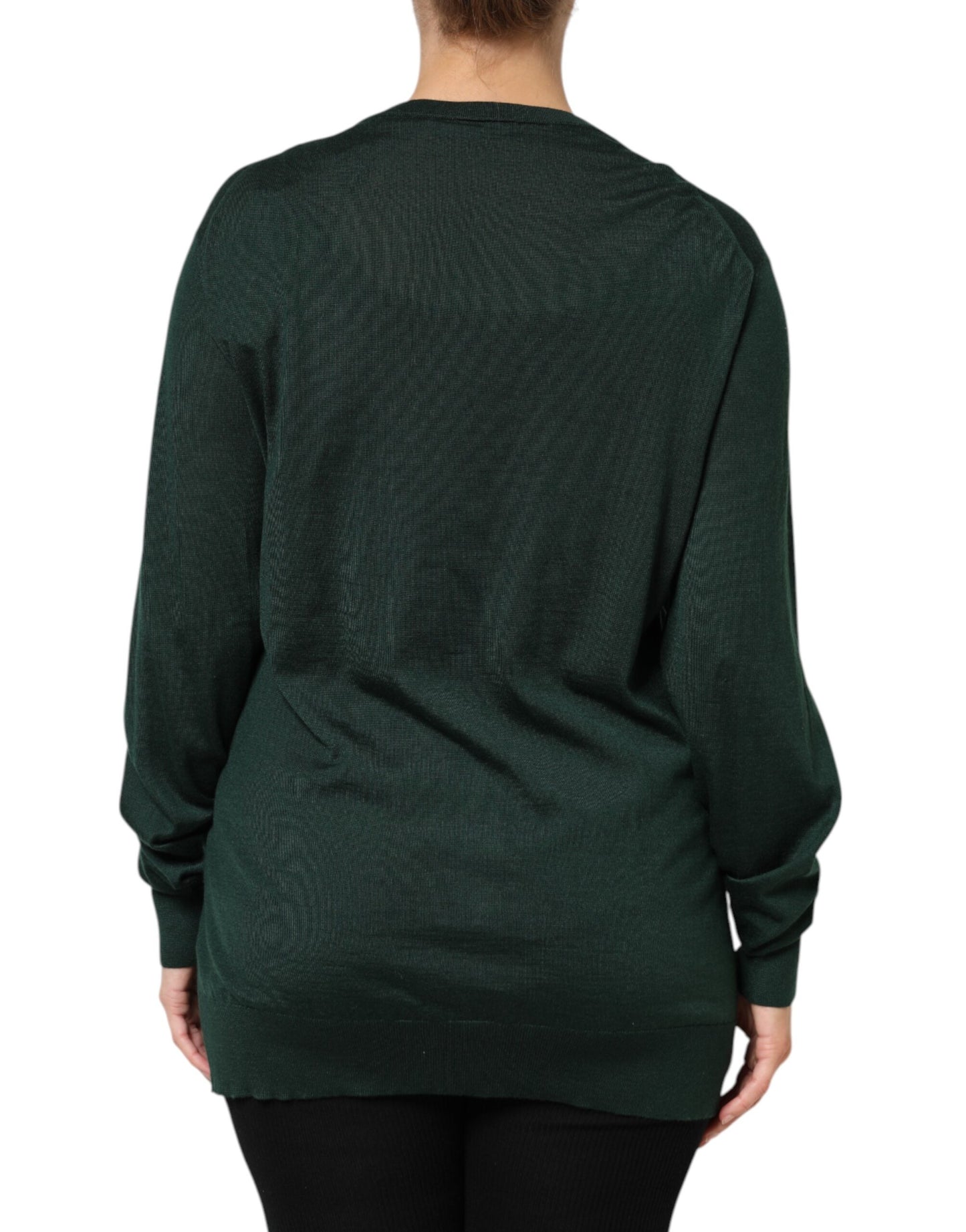 Dolce & Gabbana Dark Green Cashmere Silk Cardigan Sweater