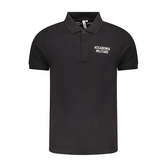 Accademia Militare Herren-Polohemd aus schwarzer Baumwolle