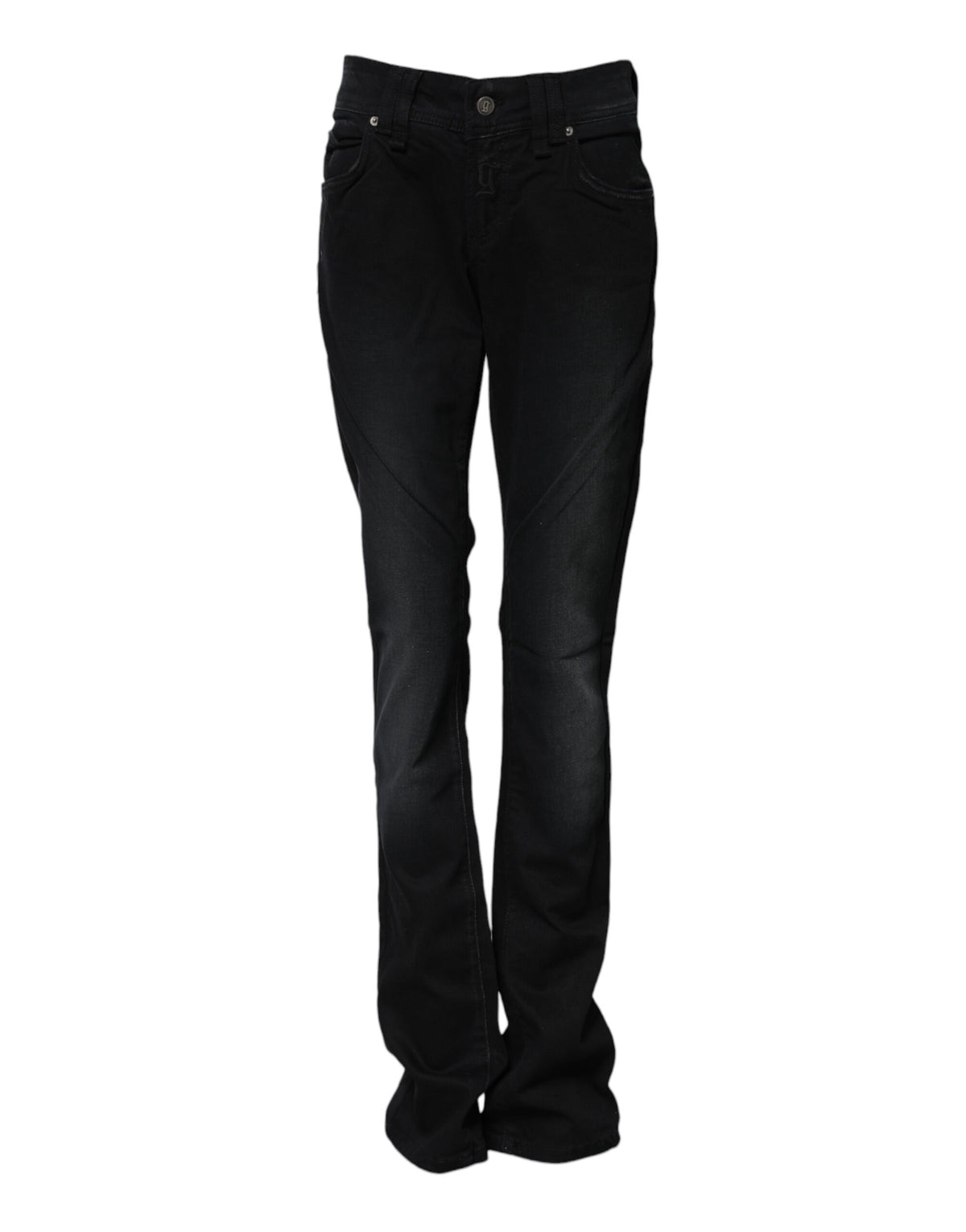 John Galliano Schwarze Baumwoll-Tapered-Jeans mit mittlerer Bundhöhe