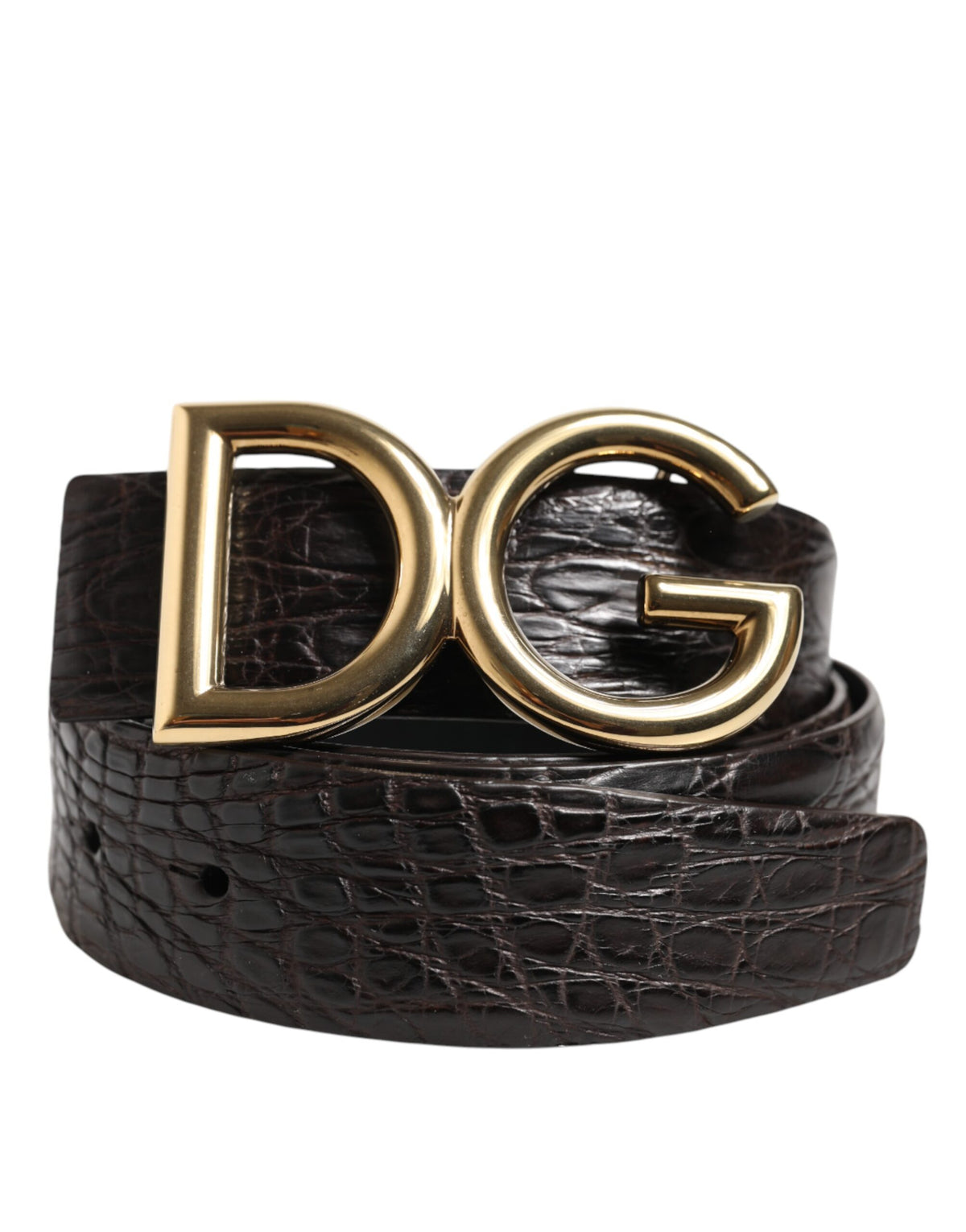Pas Dolce & Gabbana iz eksotičnega črnega usnja z zaponko z logotipom DG