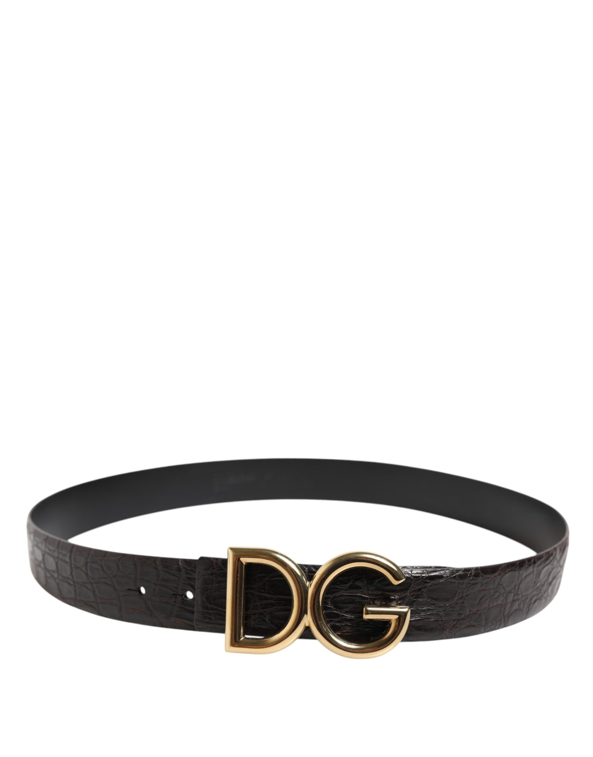 Pas Dolce & Gabbana iz eksotičnega črnega usnja z zaponko z logotipom DG