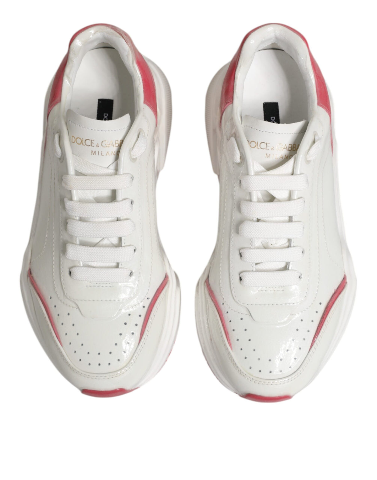 Dolce & Gabbana Weiße Pinkfarbene Daymaster Low Top Sneakers Schuhe