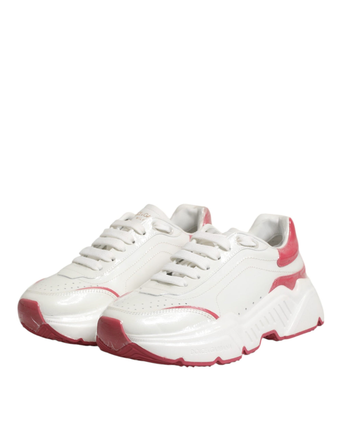 Dolce & Gabbana Weiße Pinkfarbene Daymaster Low Top Sneakers Schuhe