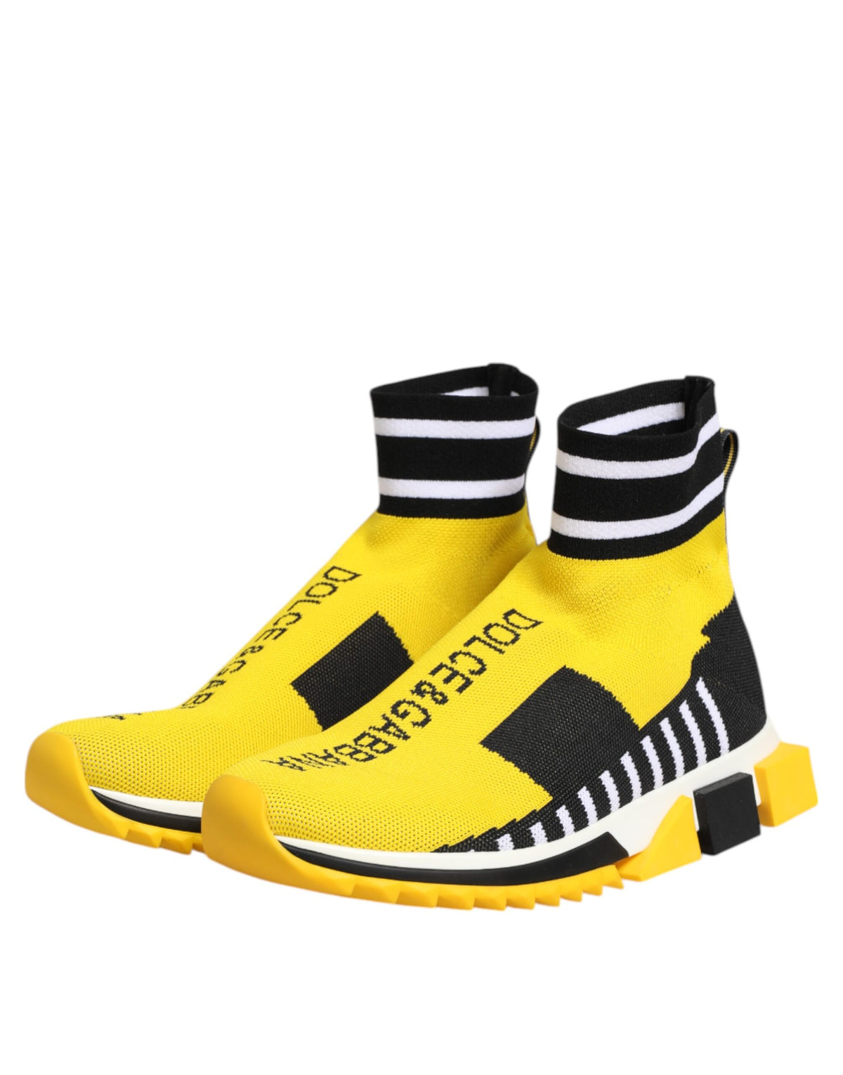 Dolce & Gabbana Gelb Schwarz Sorrento Socken-Sneaker Schuhe