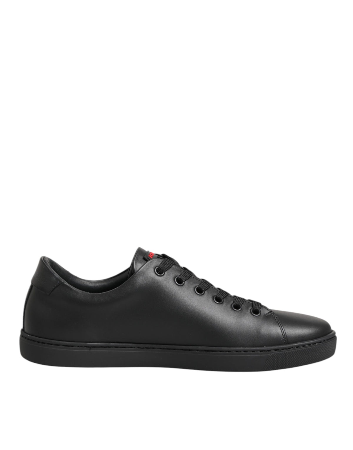 Dolce & Gabbana Schwarze Leder Crystal Heart Low Top Sneaker Schuhe