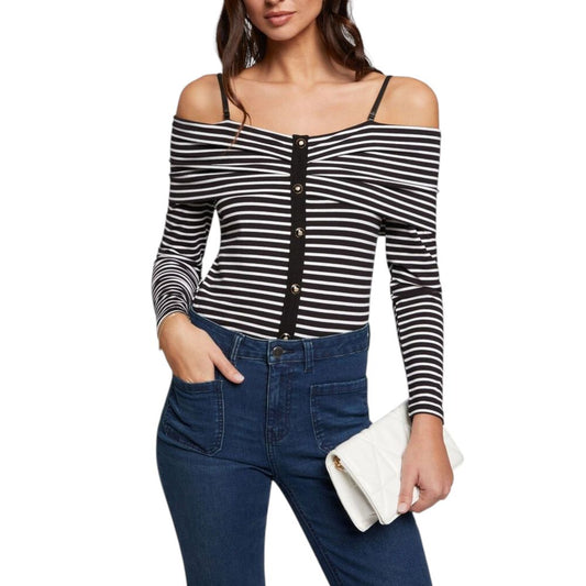 Morgan De Toi Black And White Viscose Long Sleeve T-Shirt