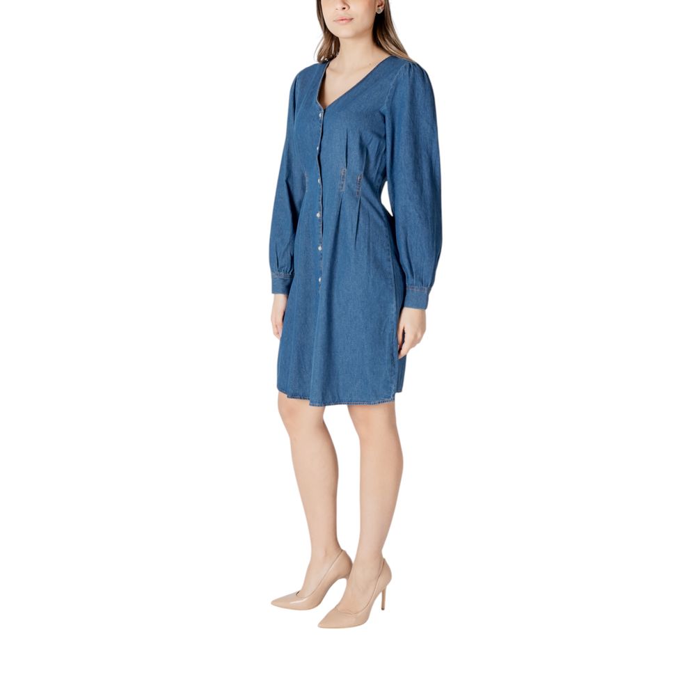 ICHI Blue Cotton Short Dress